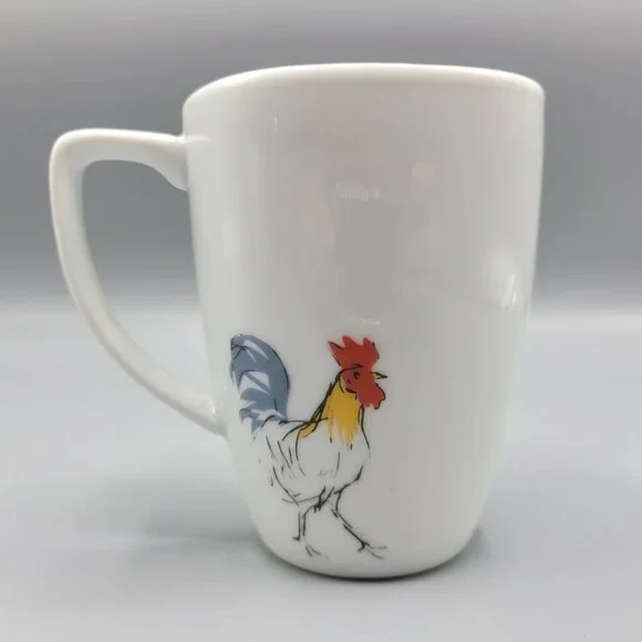Vintage Set Of 2 Corelle Coordinates Mugs Country Dawn Rooster Coffee Tea Cup - Picture 5 of 10